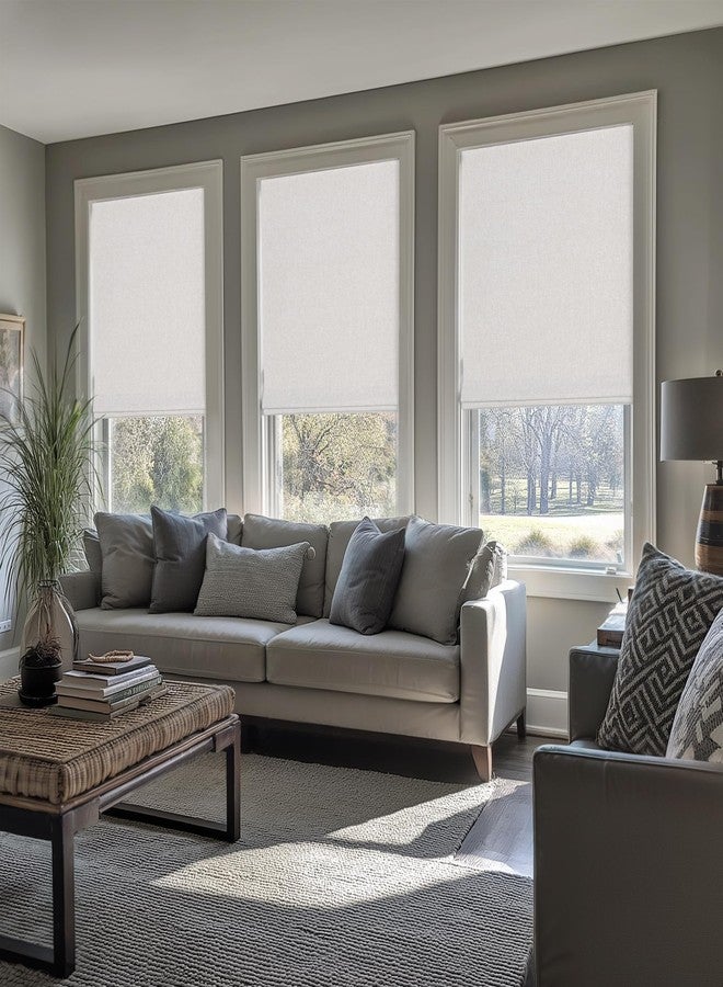 LazBlinds No Tools No Drill Cordless Roman Shades for Windows, Blackout Thermal Insulated UV Blocking Window Blinds, Room Darkening Fabric Blinds for Indoor Windows, 28'' W x 64'' H, Off White - Image 4
